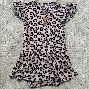 Posh Peanut Pink Leopard Print Bamboo Bodysuit Dress
